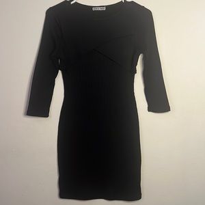 Moral Fiber | Women Fitted Mini Black Dress | Quarter Sleeve | Size Small